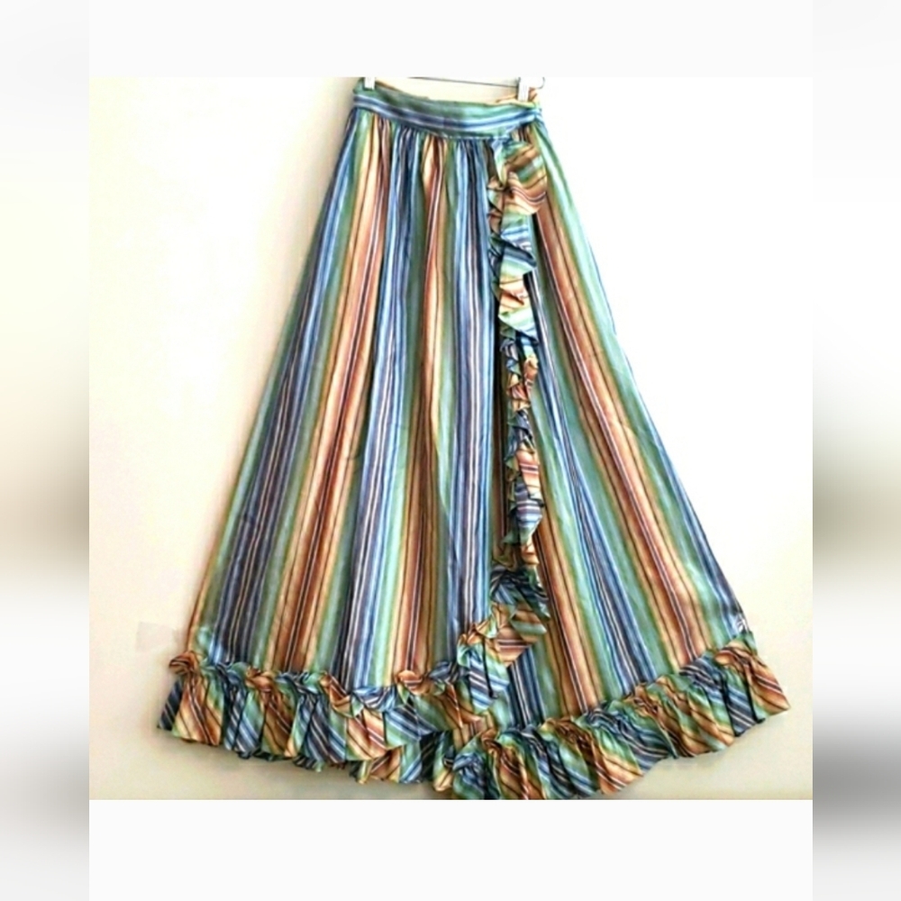 Striped Satin Maxi Skirt - Picture 7 of 7